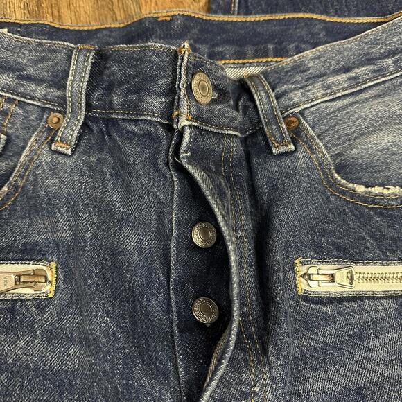 LEVI’S Premium 501 Cropped Moto Jean Color Block  Zipper Womens 30x28 Year 2018 - Picture 8 of 9